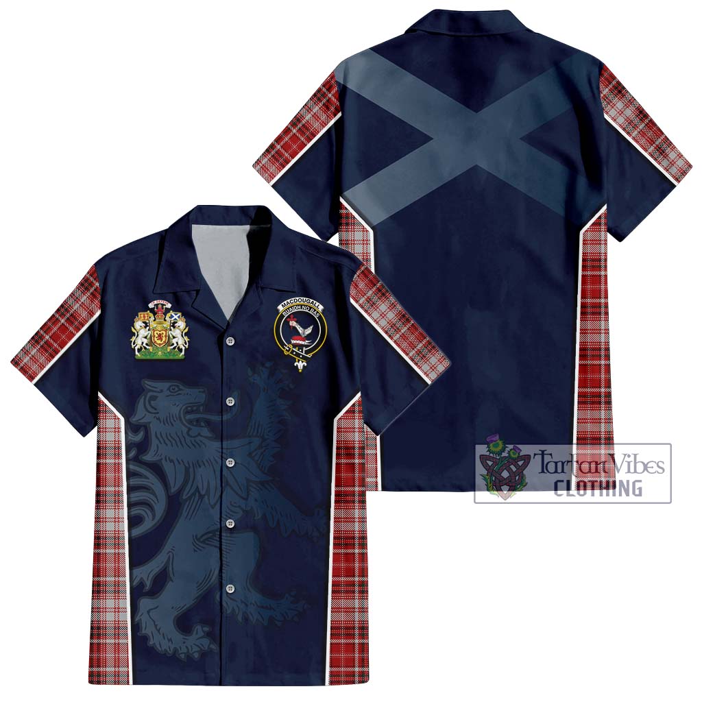 Tartan Vibes Clothing MacDougall Dress Tartan Short Sleeve Button Shirt with Family Crest and Lion Rampant Vibes Sport Style