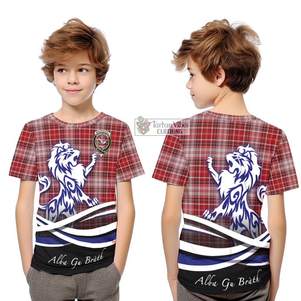 Tartan Vibes Clothing MacDougall Dress Tartan Kid T-Shirt with Alba Gu Brath Regal Lion Emblem