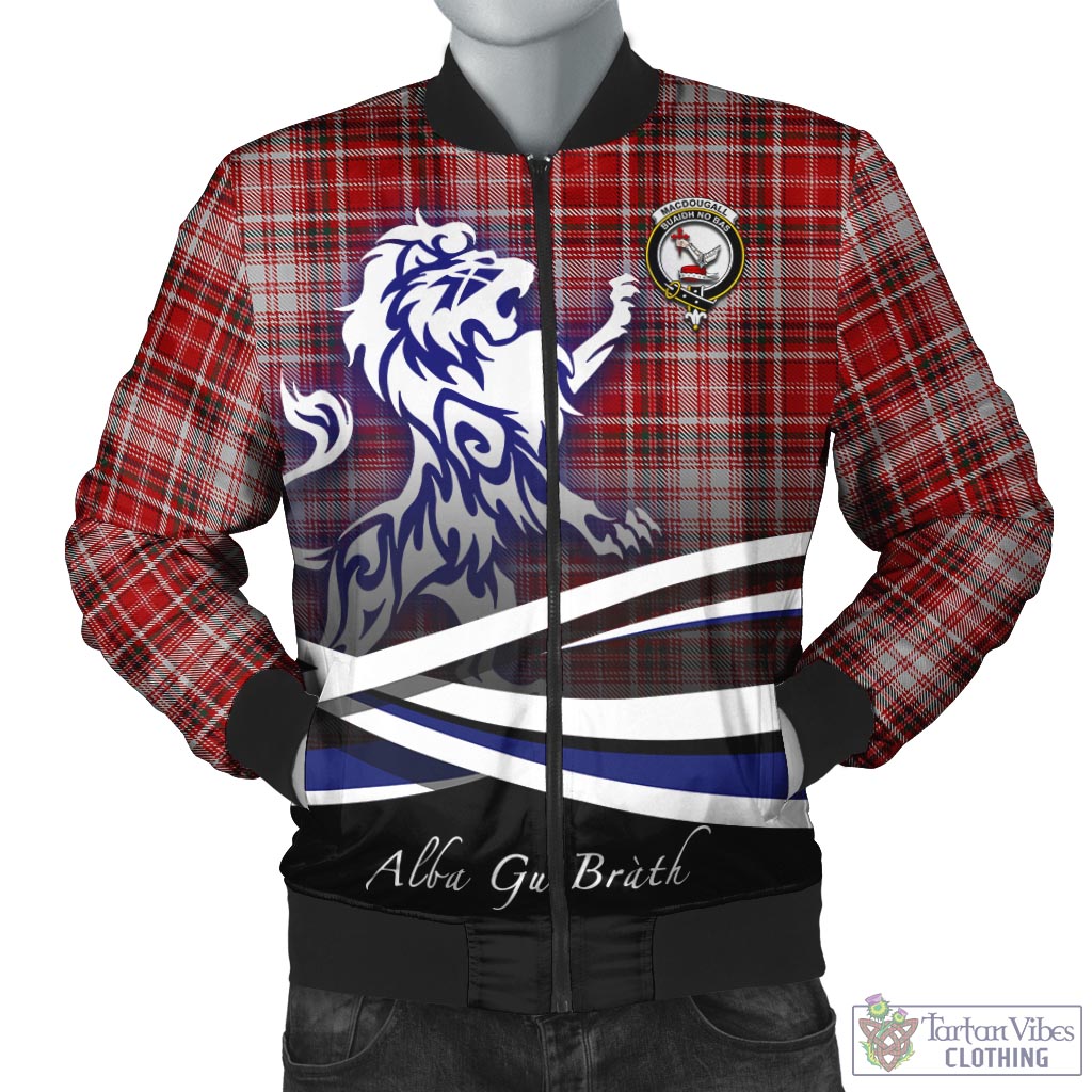 Tartan Vibes Clothing MacDougall Dress Tartan Bomber Jacket with Alba Gu Brath Regal Lion Emblem