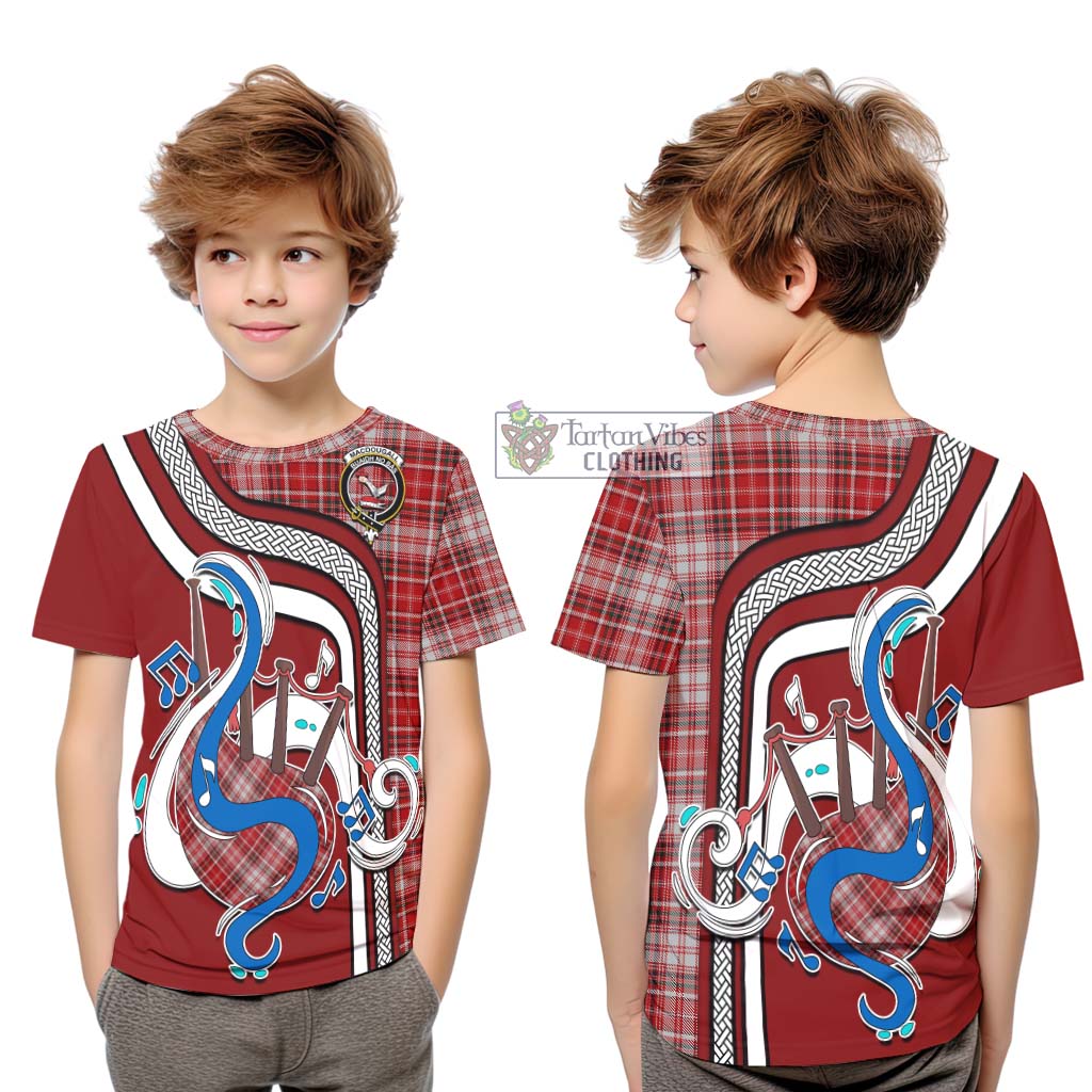 Tartan Vibes Clothing MacDougall Dress Tartan Kid T-Shirt with Epic Bagpipe Style