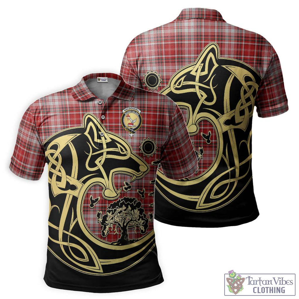 MacDougall Dress Tartan Polo Shirt with Family Crest Celtic Wolf Style Kid - Tartanvibesclothing Shop