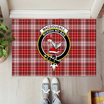 MacDougall Dress Tartan Door Mat with Family Crest