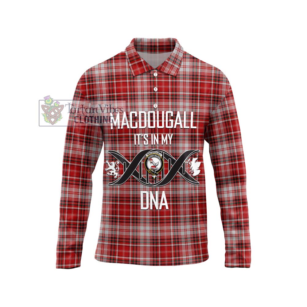 MacDougall Dress Tartan Long Sleeve Polo Shirt with Family Crest DNA In Me Style Unisex - Tartanvibesclothing Shop