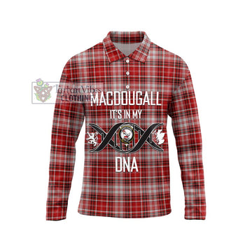 MacDougall Dress Tartan Long Sleeve Polo Shirt with Family Crest DNA In Me Style