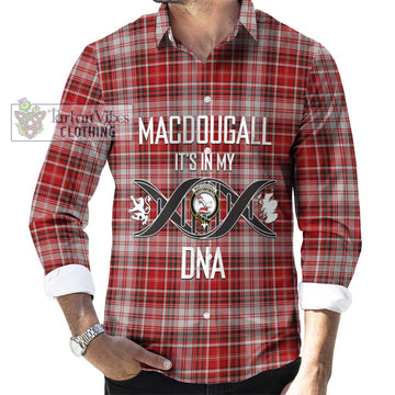 MacDougall Dress Tartan Long Sleeve Button Shirt with Family Crest DNA In Me Style