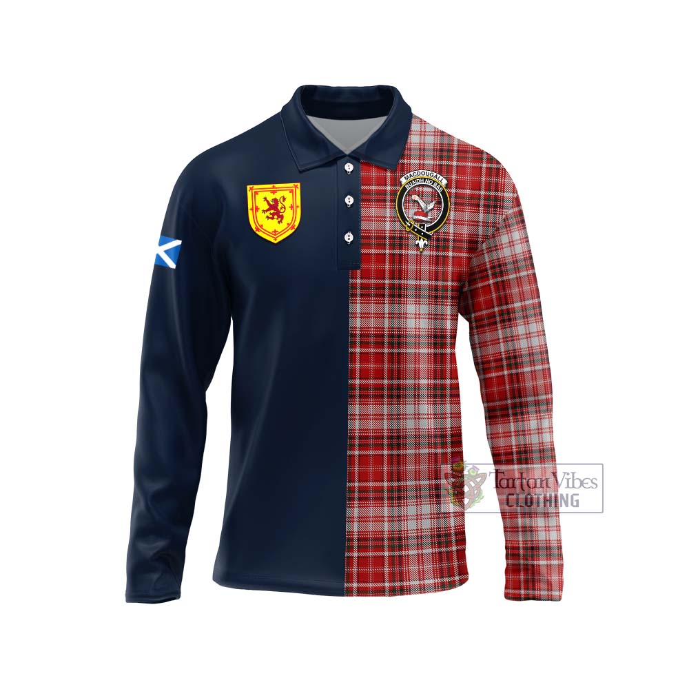 Tartan Vibes Clothing MacDougall Dress Tartan Long Sleeve Polo Shirt with Scottish Lion Royal Arm Half Style