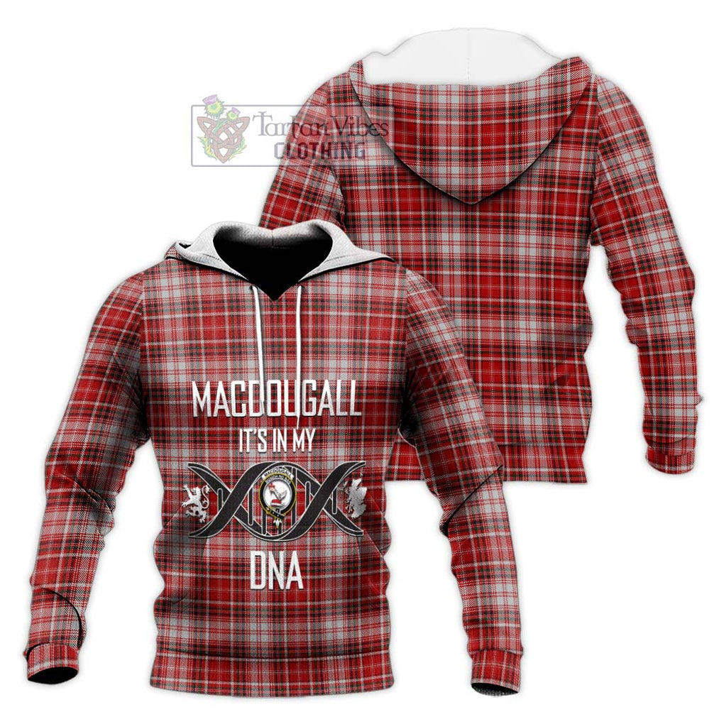 MacDougall Dress Tartan Knitted Hoodie with Family Crest DNA In Me Style Unisex Knitted Pullover Hoodie - Tartanvibesclothing Shop