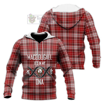 MacDougall Dress Tartan Knitted Hoodie with Family Crest DNA In Me Style