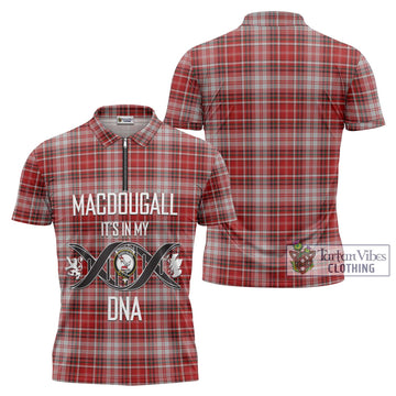 MacDougall Dress Tartan Zipper Polo Shirt with Family Crest DNA In Me Style