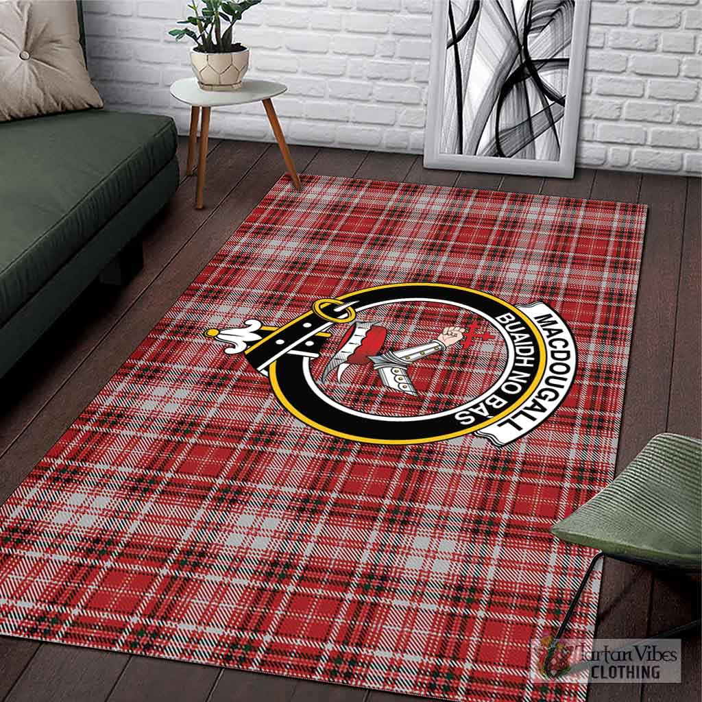 Tartan Vibes Clothing MacDougall Dress Tartan Area Rug with Family Crest