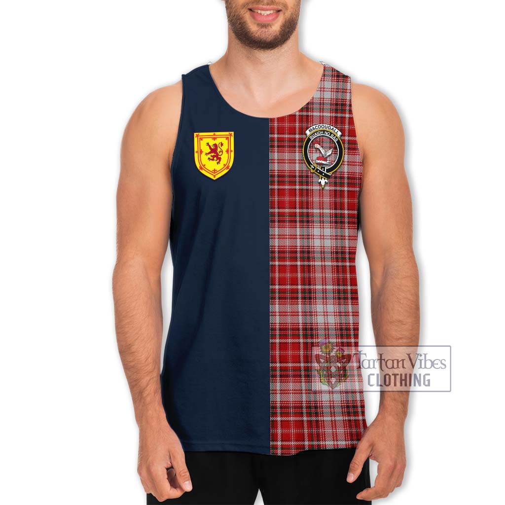 Tartan Vibes Clothing MacDougall Dress Tartan Men's Tank Top with Scottish Lion Royal Arm Half Style