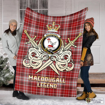 MacDougall Dress Tartan Blanket with Clan Crest and the Golden Sword of Courageous Legacy