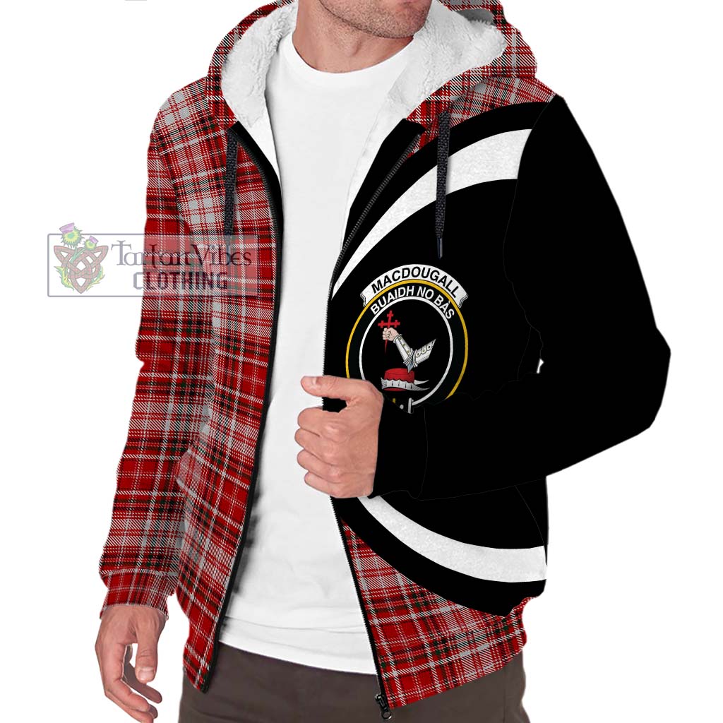 MacDougall Dress Tartan Sherpa Hoodie with Family Crest Circle Style Unisex S - Tartan Vibes Clothing