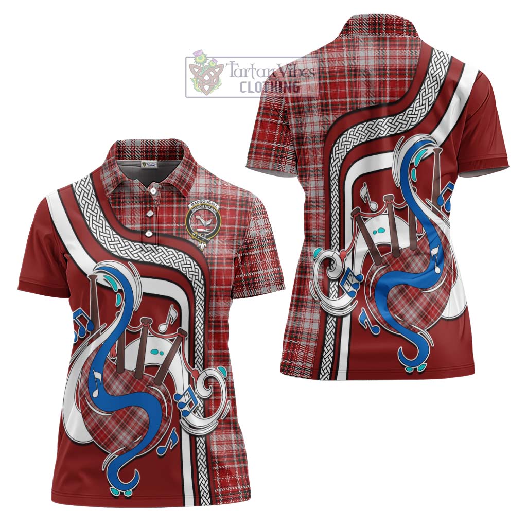 Tartan Vibes Clothing MacDougall Dress Tartan Women's Polo Shirt with Epic Bagpipe Style