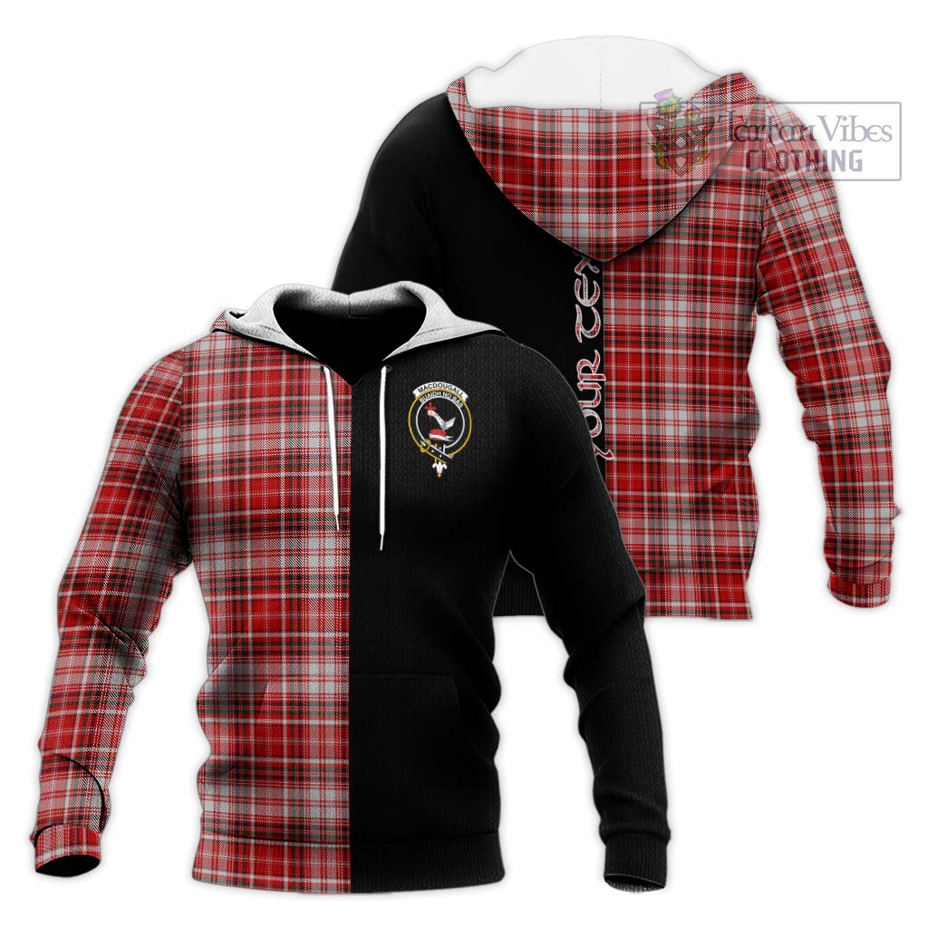 Tartan Vibes Clothing MacDougall Dress Tartan Knitted Hoodie with Family Crest and Half Of Me Style