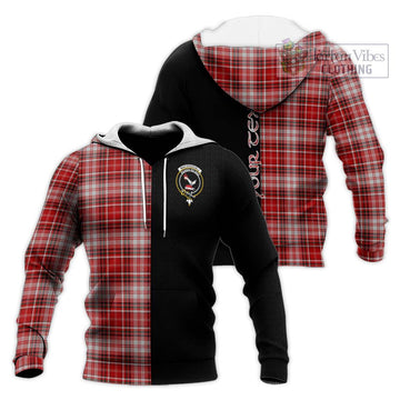 MacDougall Dress Tartan Knitted Hoodie with Family Crest and Half Of Me Style