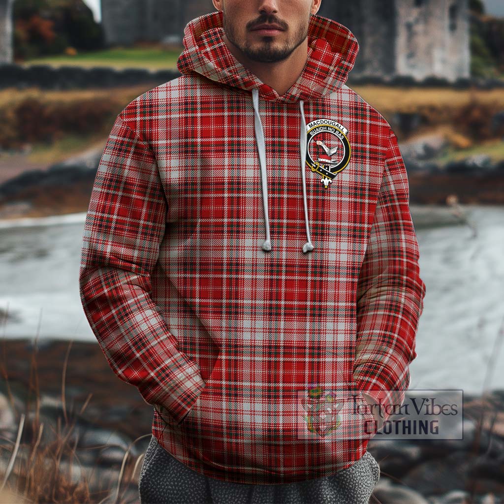 Tartan Vibes Clothing MacDougall Dress Tartan Cotton Hoodie with Family Crest