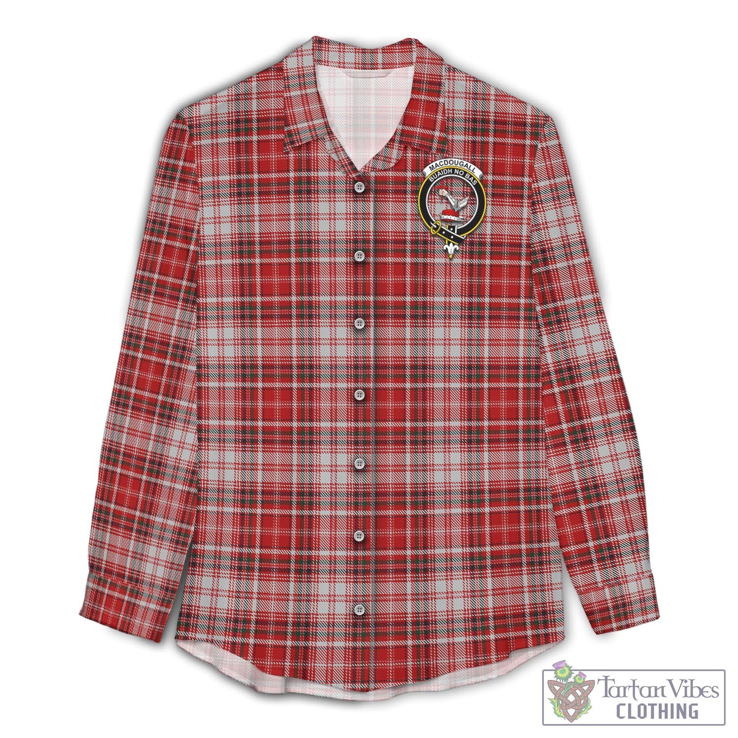 Tartan Vibes Clothing MacDougall Dress Tartan Womens Casual Shirt with Family Crest