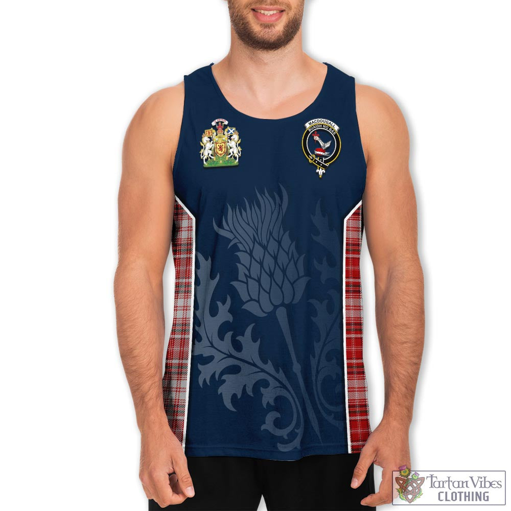 Tartan Vibes Clothing MacDougall Dress Tartan Men's Tanks Top with Family Crest and Scottish Thistle Vibes Sport Style