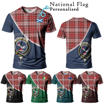 MacDougall Dress Tartan T-Shirt with Personalised National Flag and Family Crest Half Style