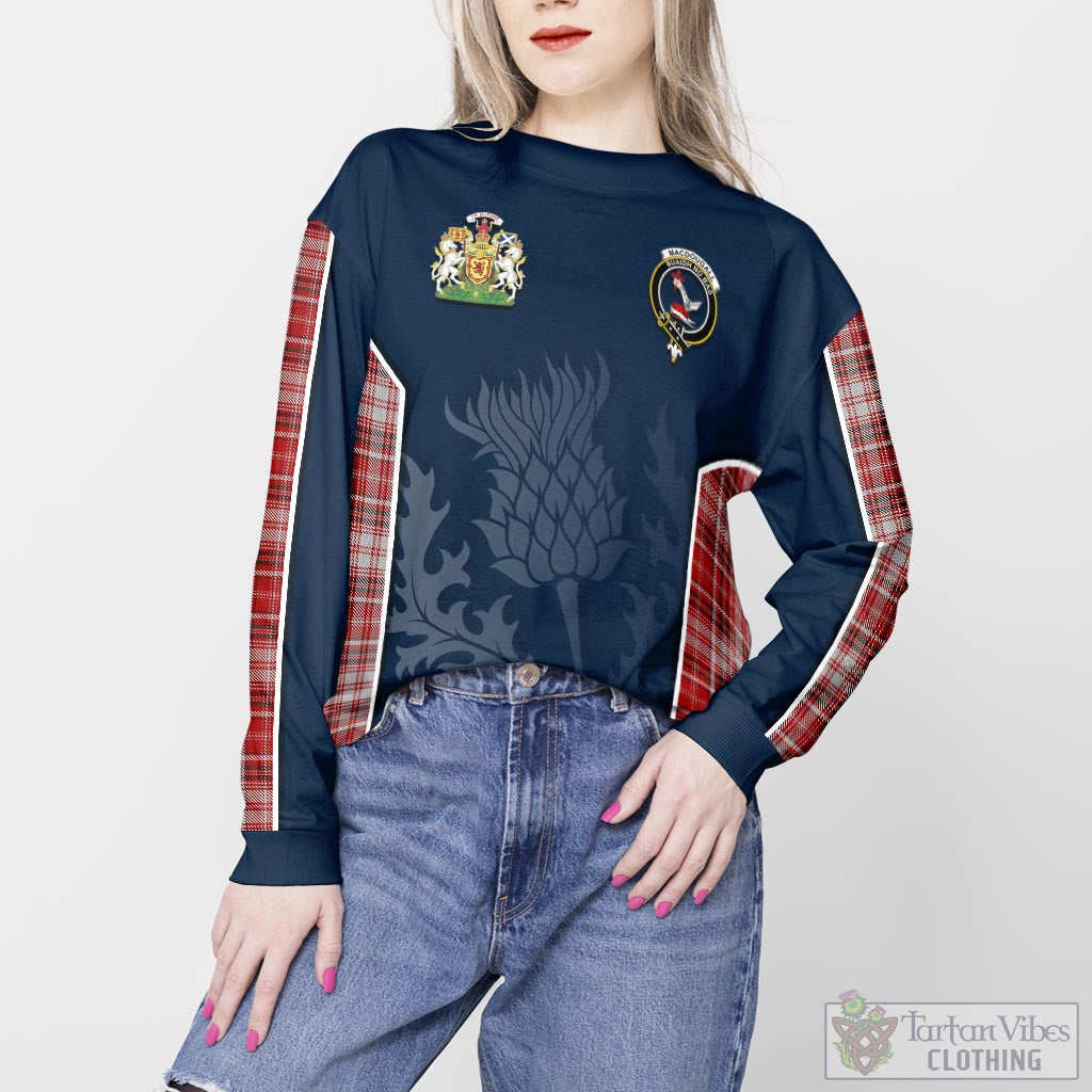 Tartan Vibes Clothing MacDougall Dress Tartan Sweatshirt with Family Crest and Scottish Thistle Vibes Sport Style