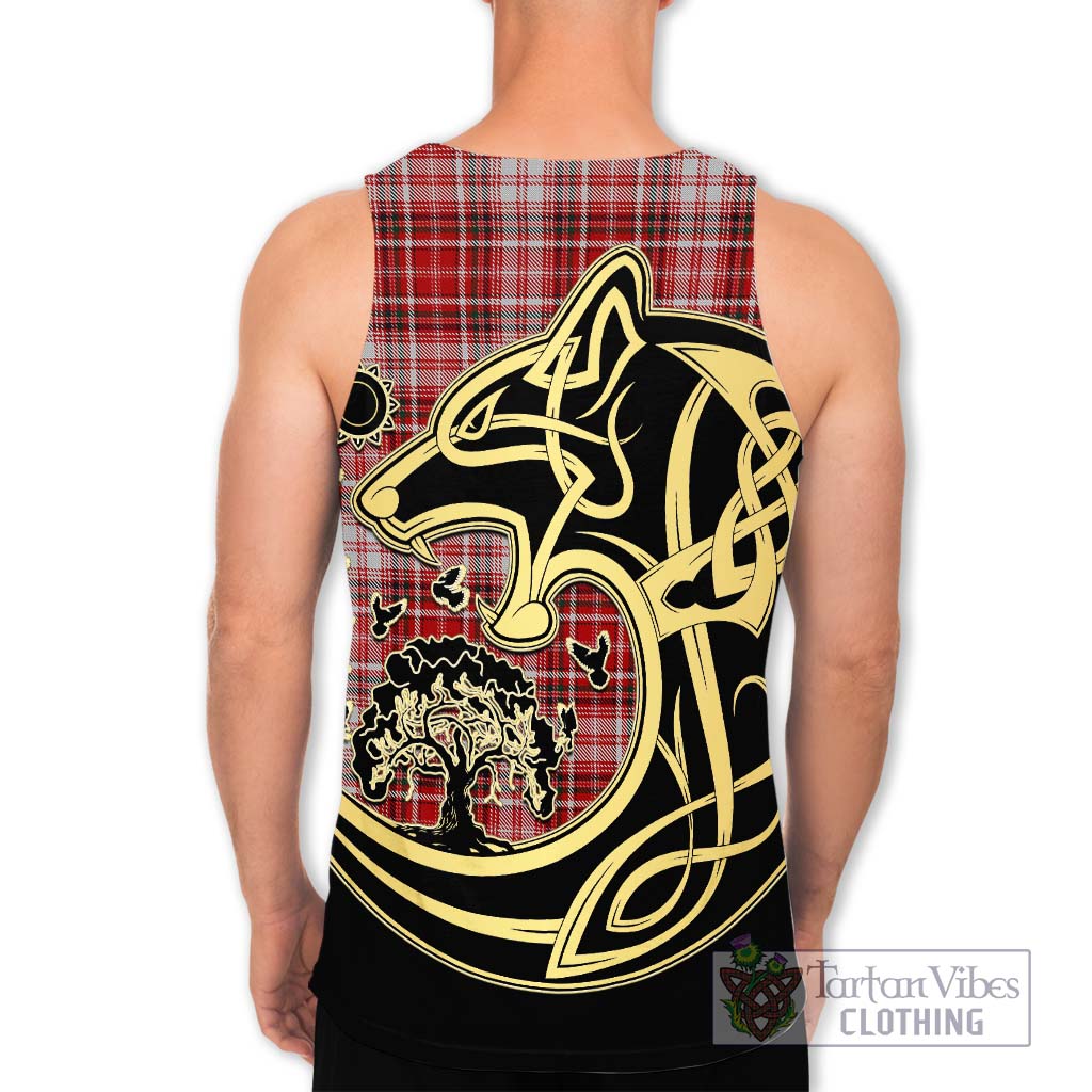 Tartan Vibes Clothing MacDougall Dress Tartan Men's Tank Top with Family Crest Celtic Wolf Style