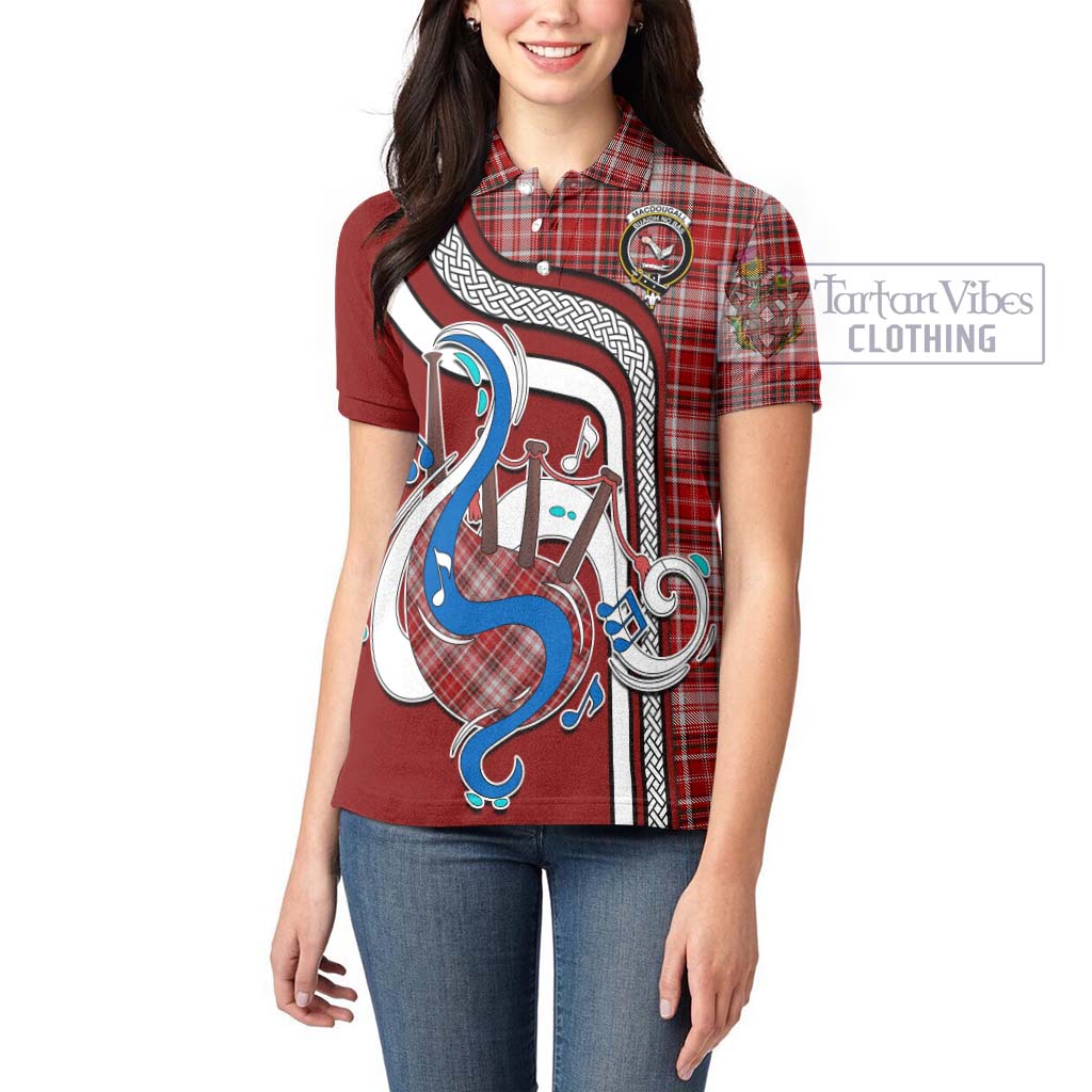 Tartan Vibes Clothing MacDougall Dress Tartan Women's Polo Shirt with Epic Bagpipe Style