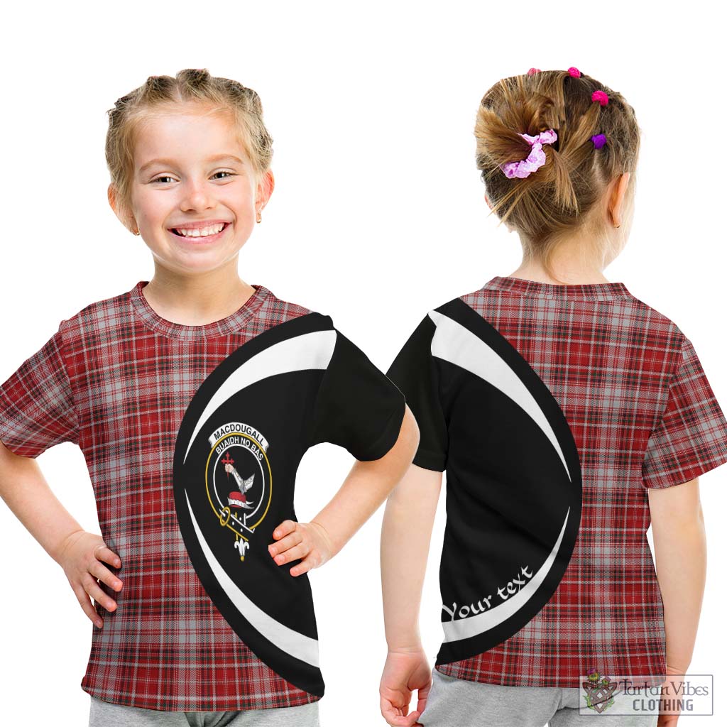 MacDougall Dress Tartan Kid T-Shirt with Family Crest Circle Style - Tartan Vibes Clothing