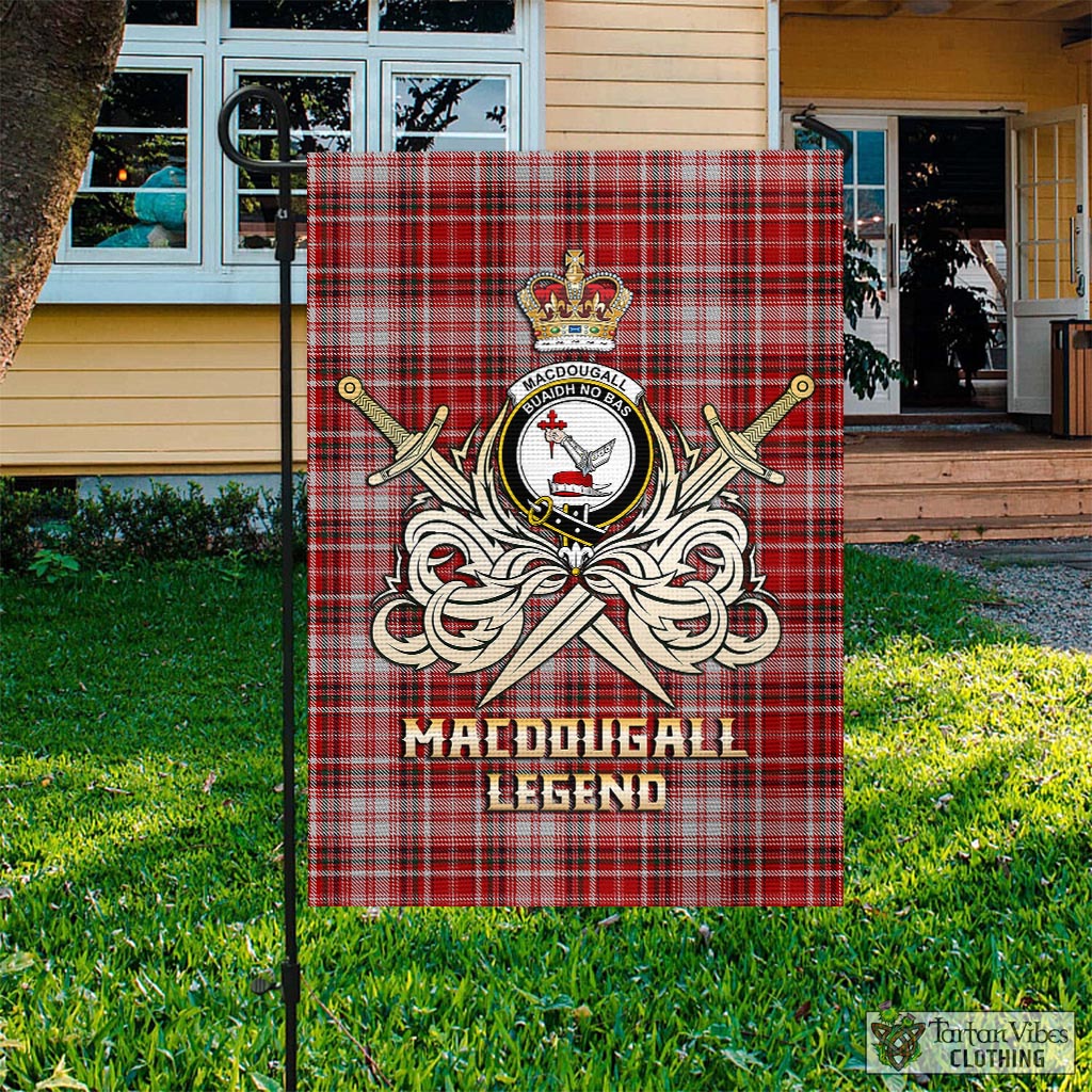 Tartan Vibes Clothing MacDougall Dress Tartan Flag with Clan Crest and the Golden Sword of Courageous Legacy