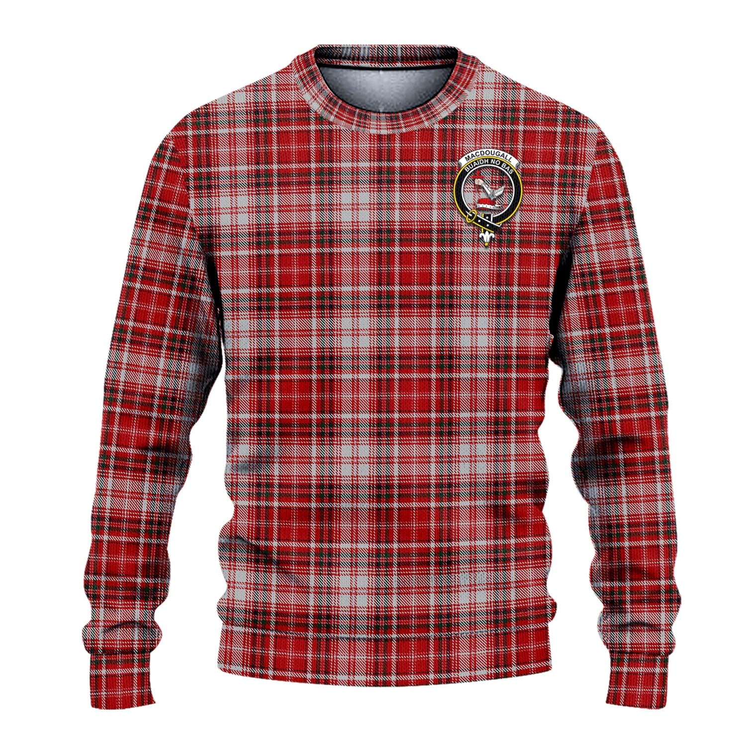 MacDougall Dress Tartan Knitted Sweater with Family Crest - Tartanvibesclothing