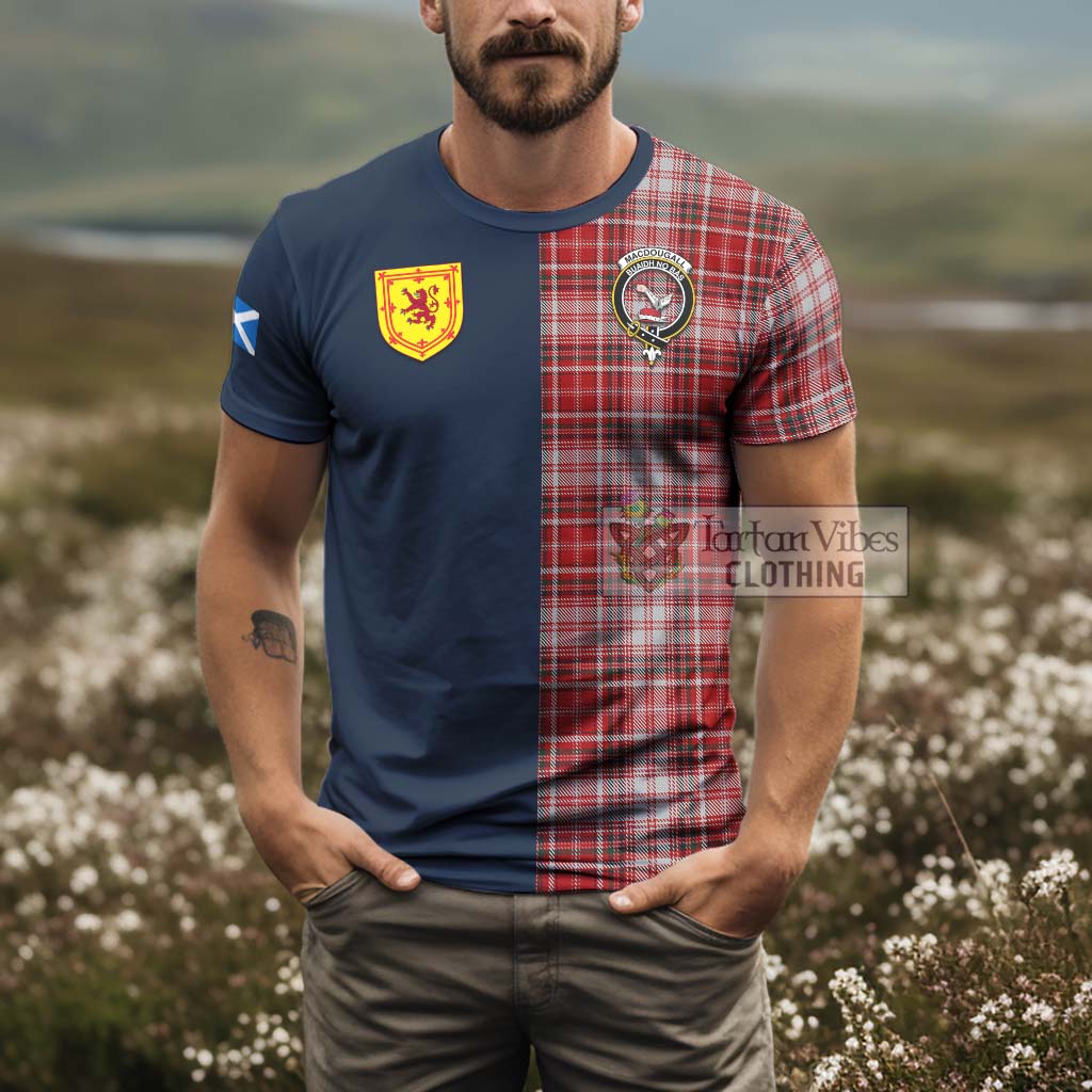 Tartan Vibes Clothing MacDougall Dress Tartan T-Shirt Alba with Scottish Lion Royal Arm Half Style