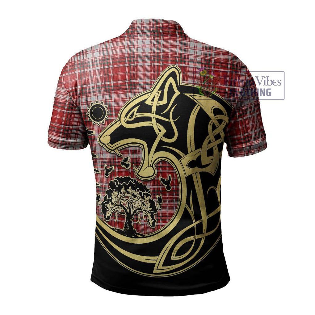 MacDougall Dress Tartan Polo Shirt with Family Crest Celtic Wolf Style - Tartanvibesclothing Shop