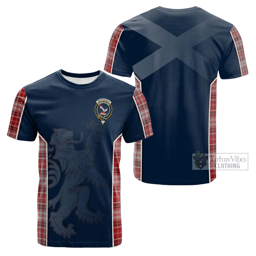 Tartan Vibes Clothing MacDougall Dress Tartan Cotton T-shirt with Family Crest and Lion Rampant Vibes Sport Style