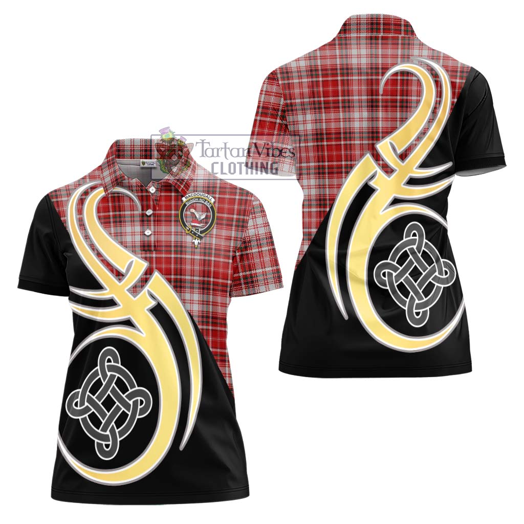 Tartan Vibes Clothing MacDougall Dress Tartan Women's Polo Shirt with Family Crest and Celtic Symbol Style