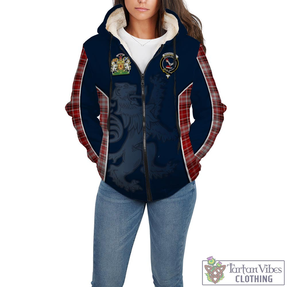 Tartan Vibes Clothing MacDougall Dress Tartan Sherpa Hoodie with Family Crest and Lion Rampant Vibes Sport Style