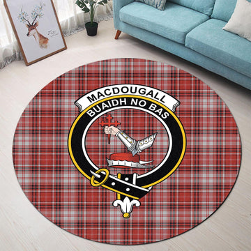 MacDougall Dress Tartan Round Rug with Family Crest