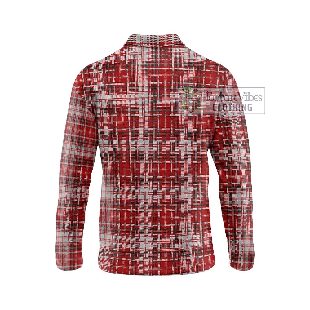 MacDougall Dress Tartan Long Sleeve Polo Shirt with Family Crest DNA In Me Style - Tartanvibesclothing Shop