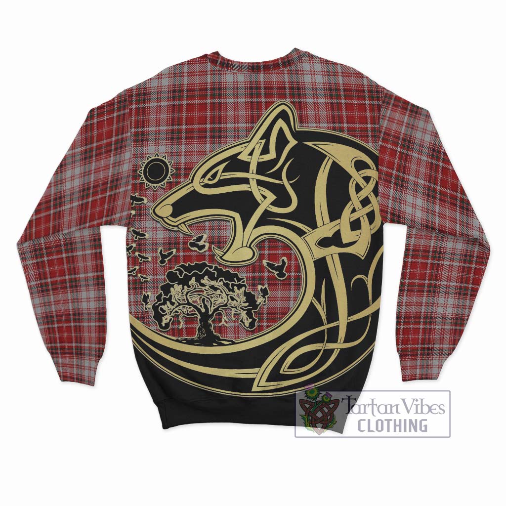 Tartan Vibes Clothing MacDougall Dress Tartan Sweatshirt with Family Crest Celtic Wolf Style