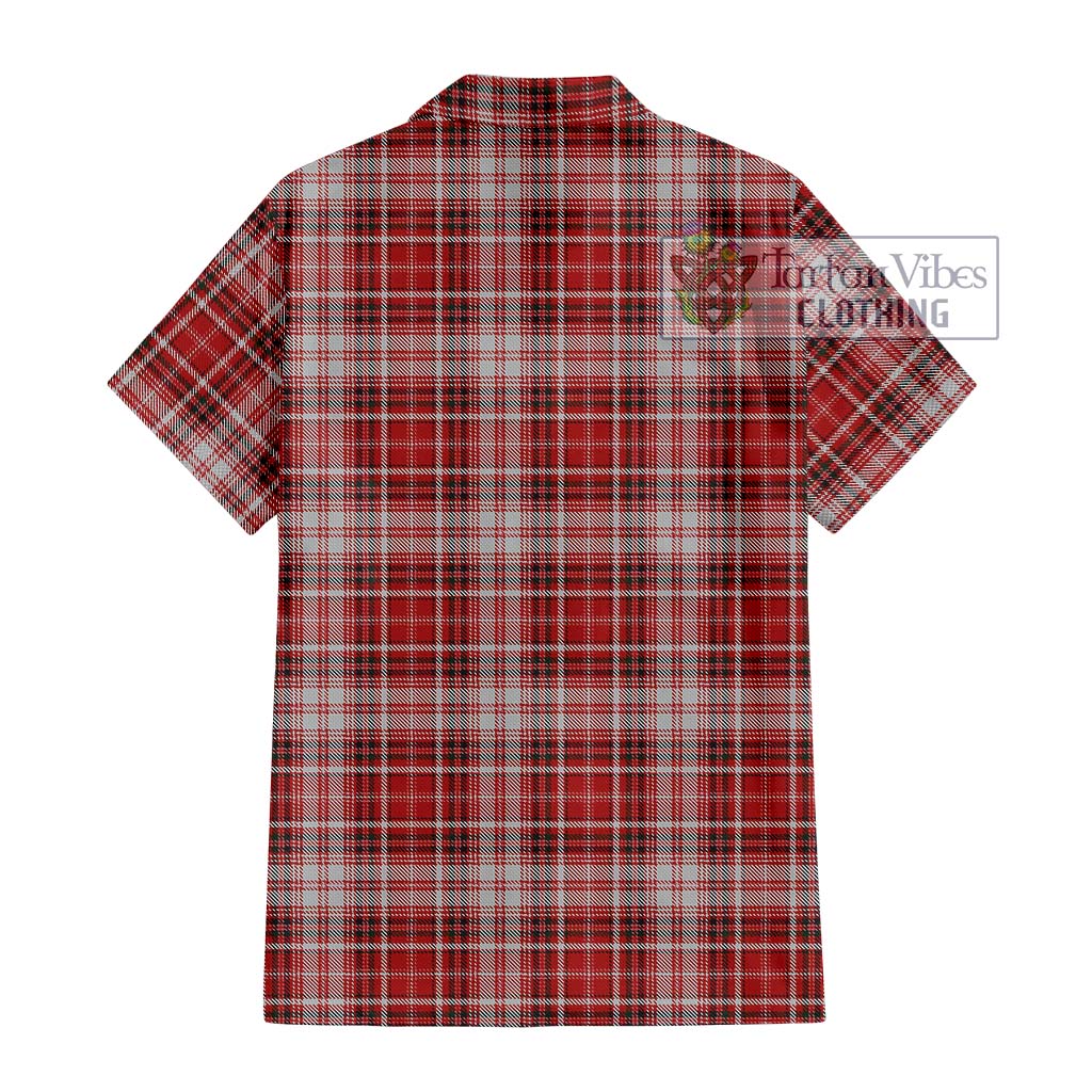 Tartan Vibes Clothing MacDougall Dress Tartan Short Sleeve Button Shirt with Family Crest DNA In Me Style