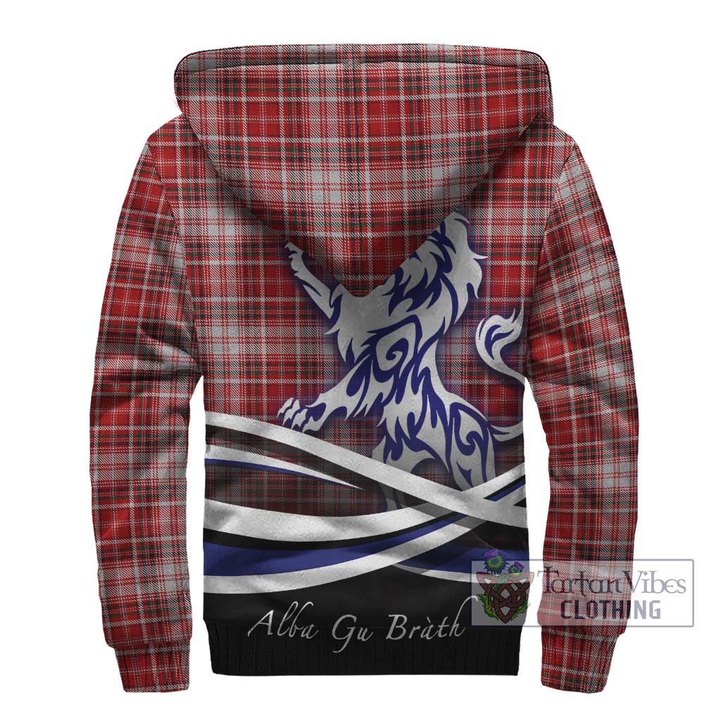 Tartan Vibes Clothing MacDougall Dress Tartan Sherpa Hoodie with Alba Gu Brath Regal Lion Emblem