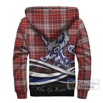 MacDougall Dress Tartan Sherpa Hoodie with Alba Gu Brath Regal Lion Emblem