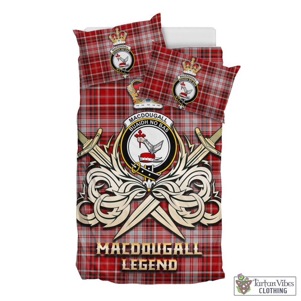 Tartan Vibes Clothing MacDougall Dress Tartan Bedding Set with Clan Crest and the Golden Sword of Courageous Legacy