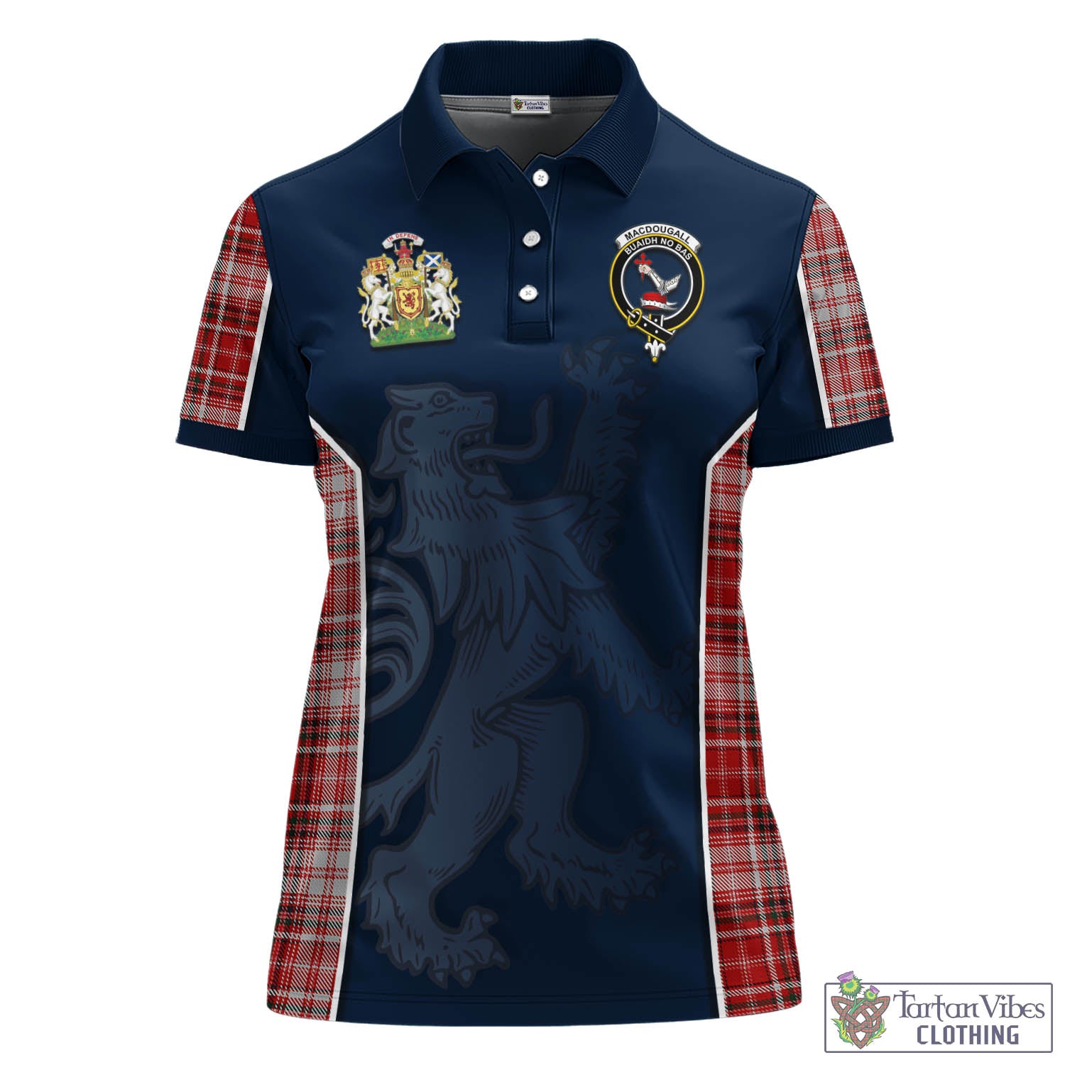 MacDougall Dress Tartan Women's Polo Shirt with Family Crest and Lion Rampant Vibes Sport Style - Tartan Vibes Clothing