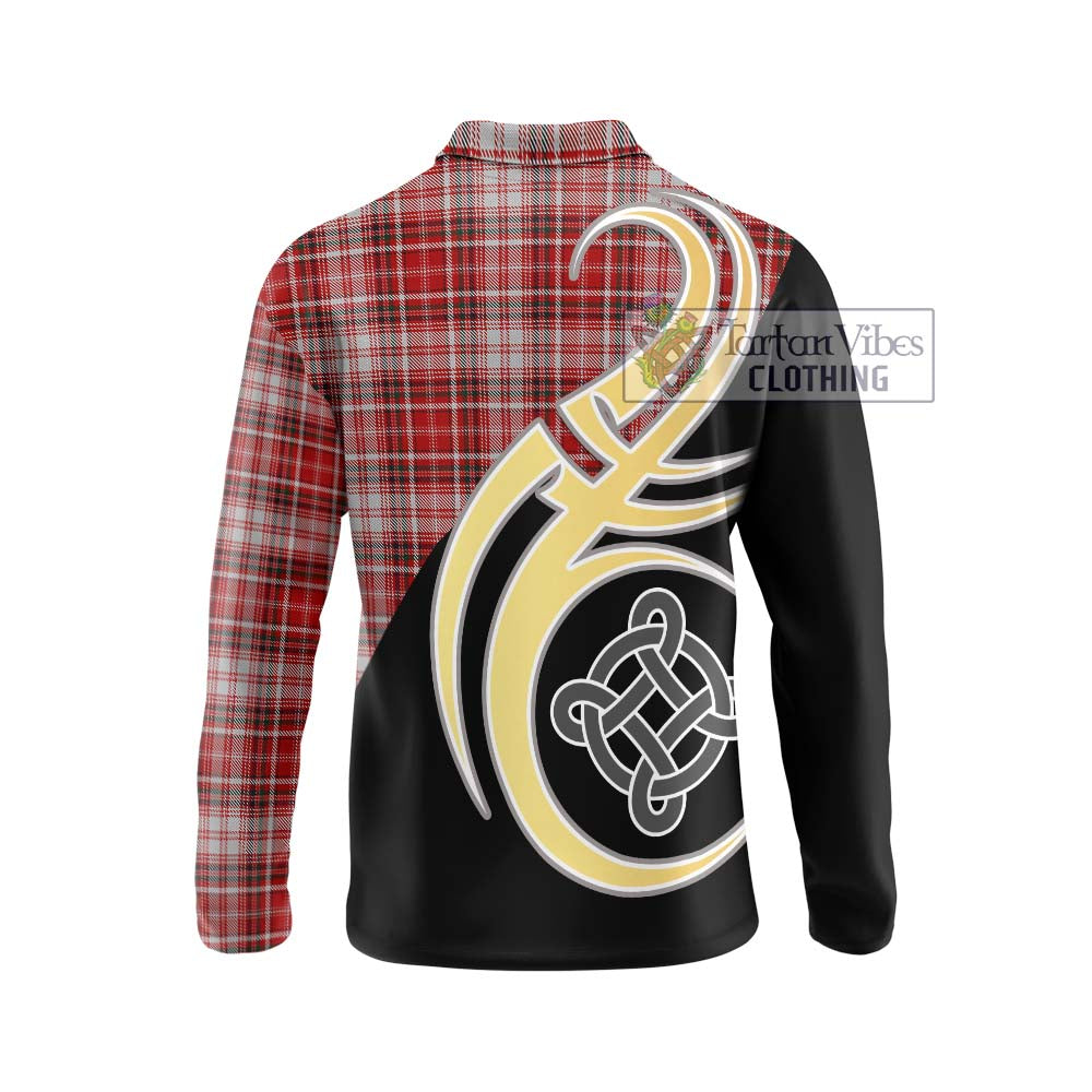 MacDougall Dress Tartan Long Sleeve Polo Shirt with Family Crest and Celtic Symbol Style - Tartan Vibes Clothing