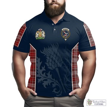 MacDougall Dress Tartan Men's Polo Shirt with Family Crest and Scottish Thistle Vibes Sport Style