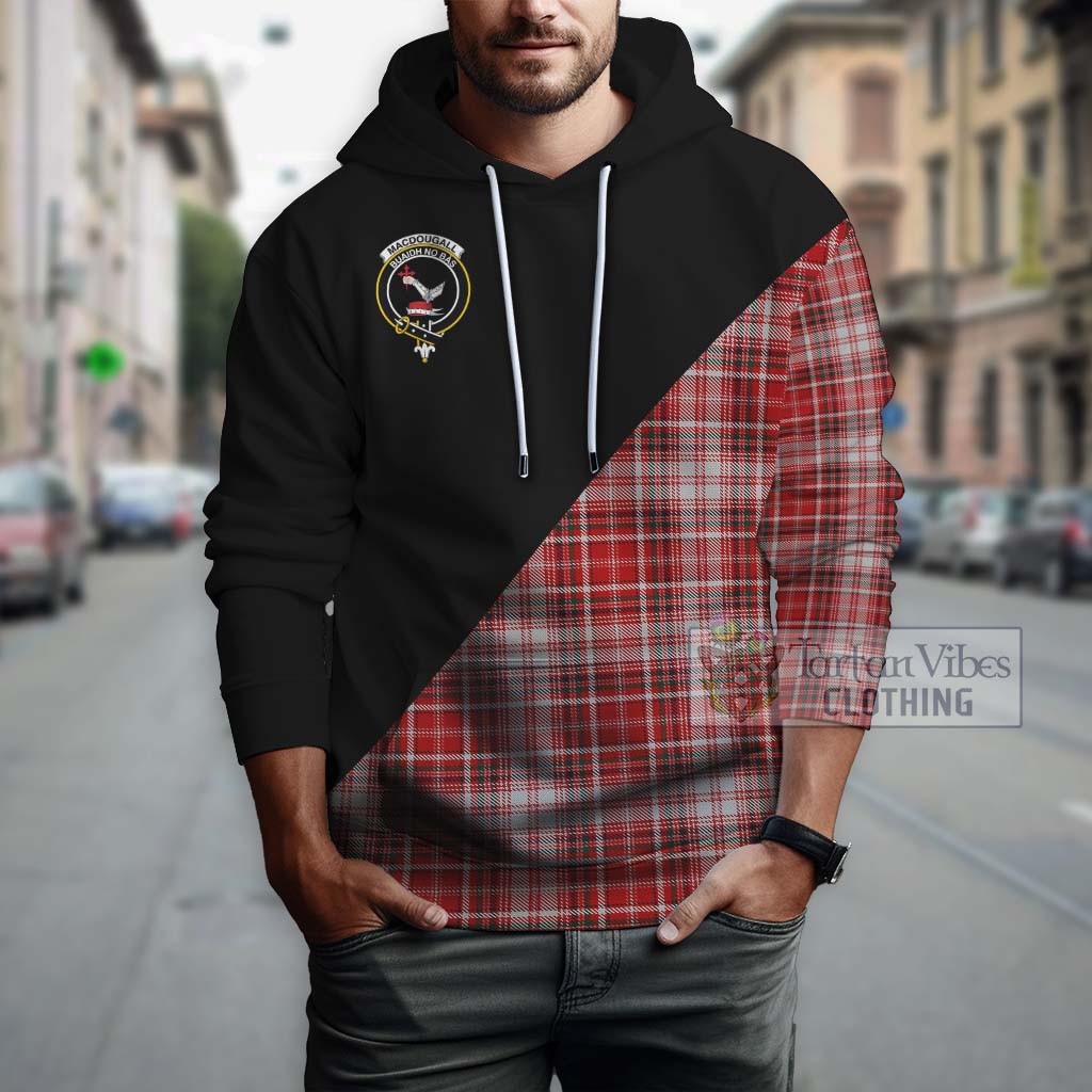 Tartan Vibes Clothing MacDougall Dress Tartan Hoodie with Family Crest and Military Logo Style