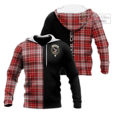 MacDougall Dress Tartan Knitted Hoodie with Family Crest and Half Of Me Style