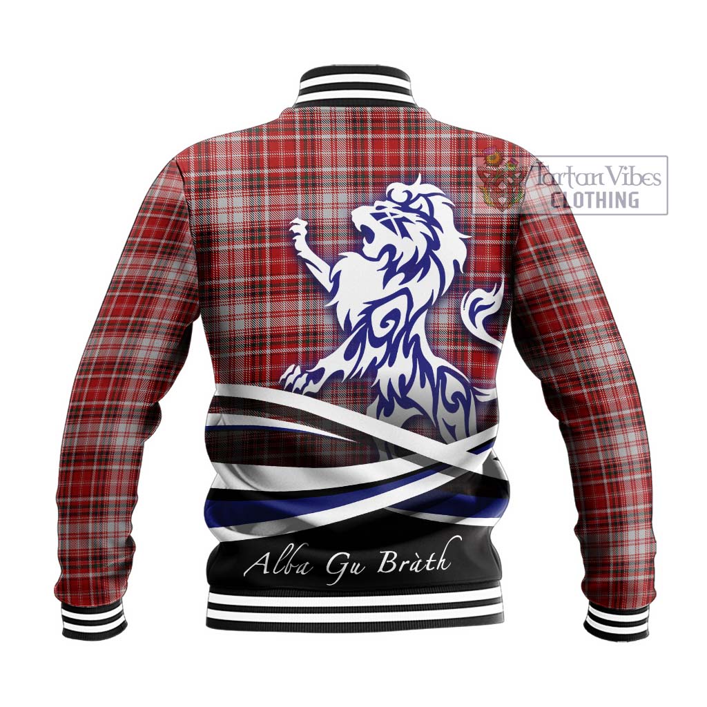 Tartan Vibes Clothing MacDougall Dress Tartan Baseball Jacket with Alba Gu Brath Regal Lion Emblem