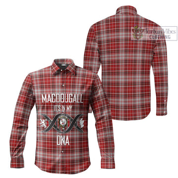 MacDougall Dress Tartan Long Sleeve Button Shirt with Family Crest DNA In Me Style