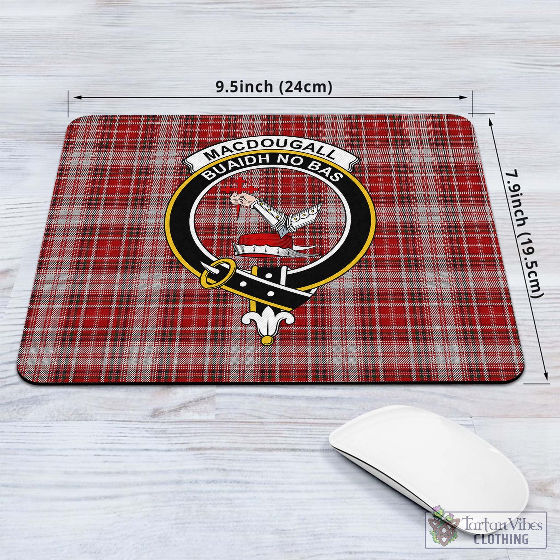 Tartan Vibes Clothing MacDougall Dress Tartan Mouse Pad with Family Crest